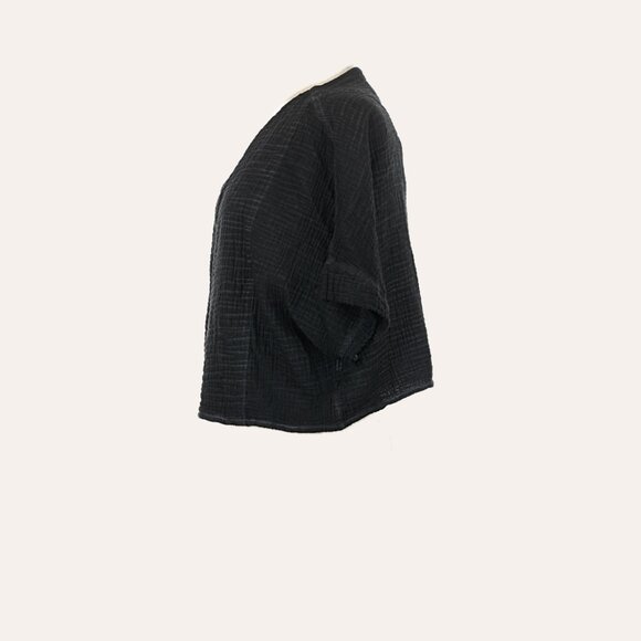 Pokoloco Muslin Cotton Crinkle Crop Top - Size OS - Distressed Natural Black - Picture 12 of 13